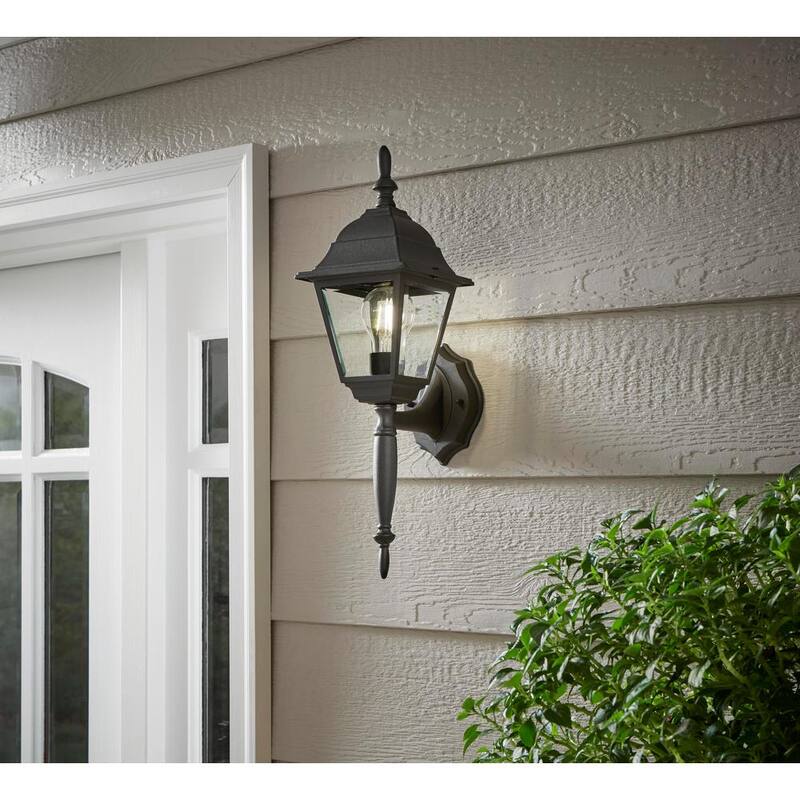 Aplique Hammed Bay 19.75 pulgadas. Negro 1 luz de exterior de línea de voltaje Aplique de pared sin lámpara incluida - HB7023P-05