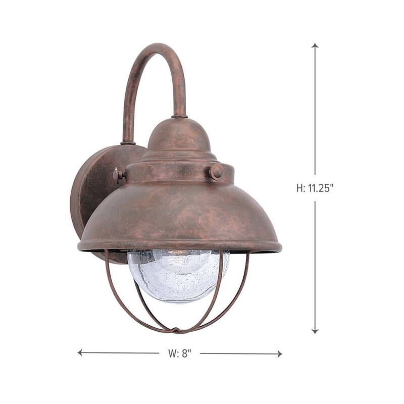Lámpara de pared Sebring de Generation Lighting de 8 pulgadas de ancho con 1 luz en cobre envejecido y cristal claro sembrado de 11.25 pulgadas - 8870-44