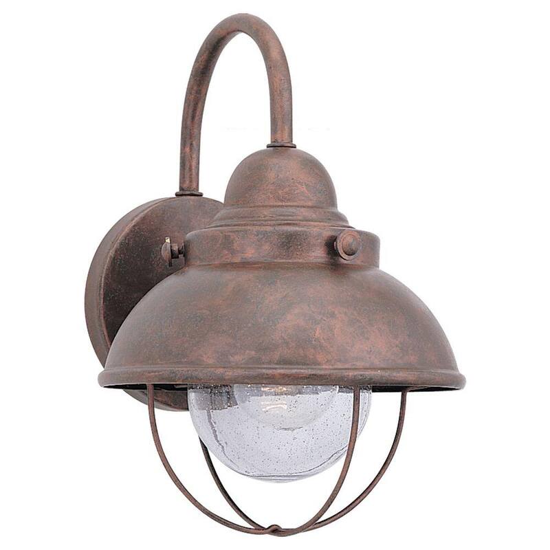 Lámpara de pared Sebring de Generation Lighting de 8 pulgadas de ancho con 1 luz en cobre envejecido y cristal claro sembrado de 11.25 pulgadas - 8870-44