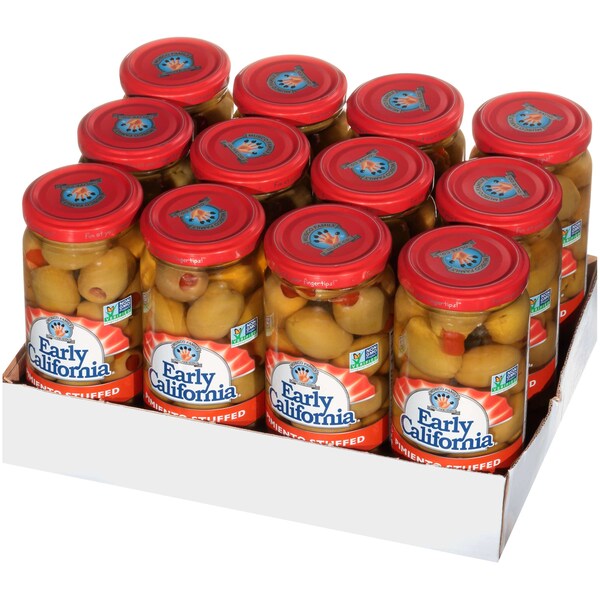 Reina rellena de pimientos de aceituna de California temprana 7 oz., Paquete de 12 - 24407015