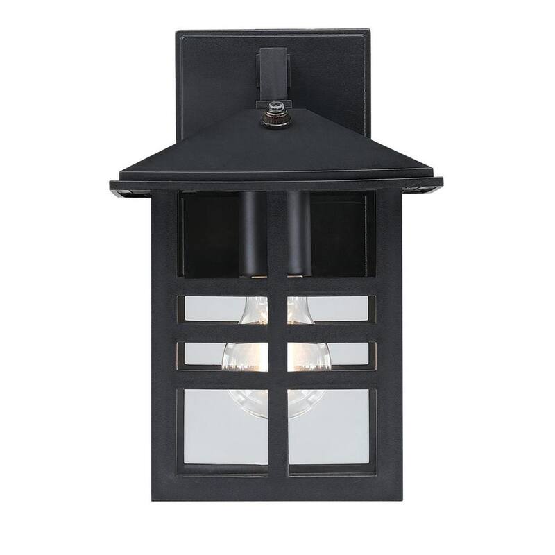 Lámpara de pared para exteriores Westinghouse Caliste de 1 luz en color negro con vidrio transparente, sensor crepuscular - 6123100