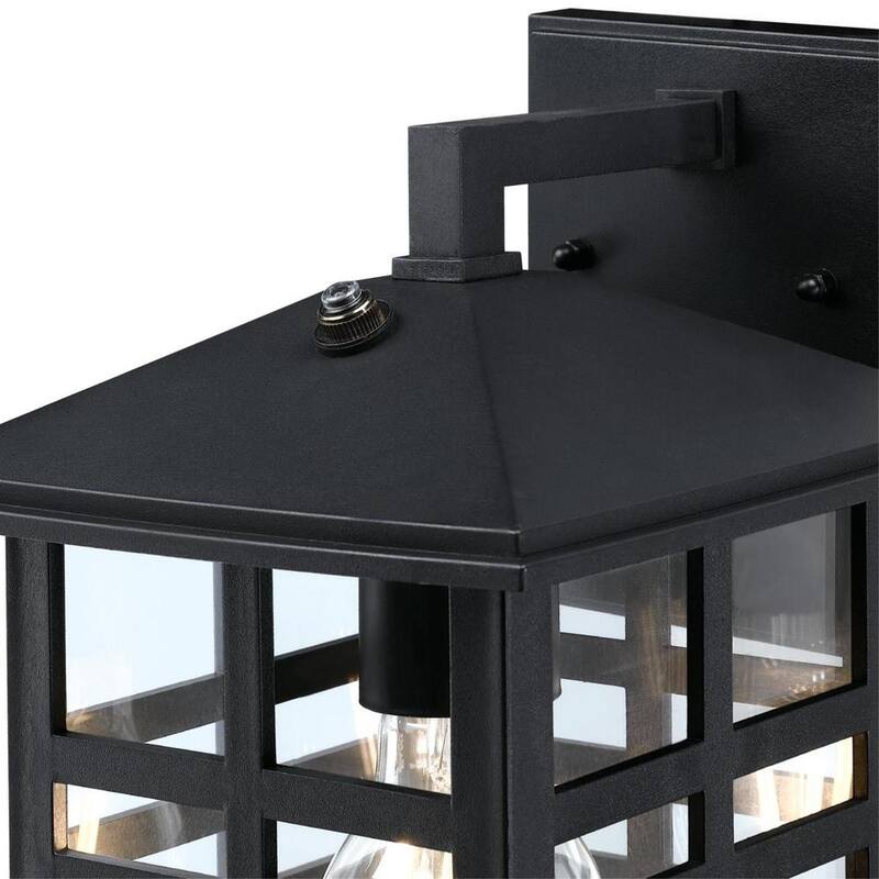 Lámpara de pared para exteriores Westinghouse Caliste de 1 luz en color negro con vidrio transparente, sensor crepuscular - 6123100
