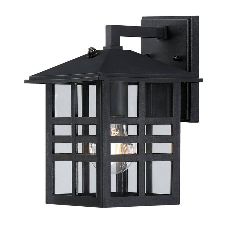 Lámpara de pared para exteriores Westinghouse Caliste de 1 luz en color negro con vidrio transparente, sensor crepuscular - 6123100