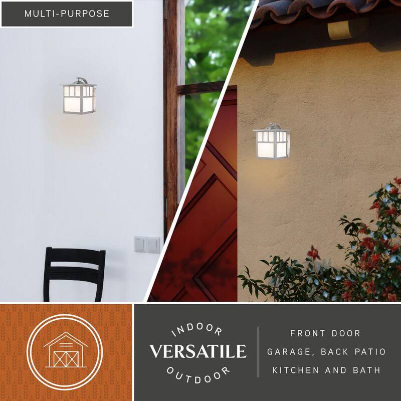 VAXCEL Linterna de pared rectangular para exteriores Mission de acero inoxidable con 1 luz y cristal blanco - OW14673ST