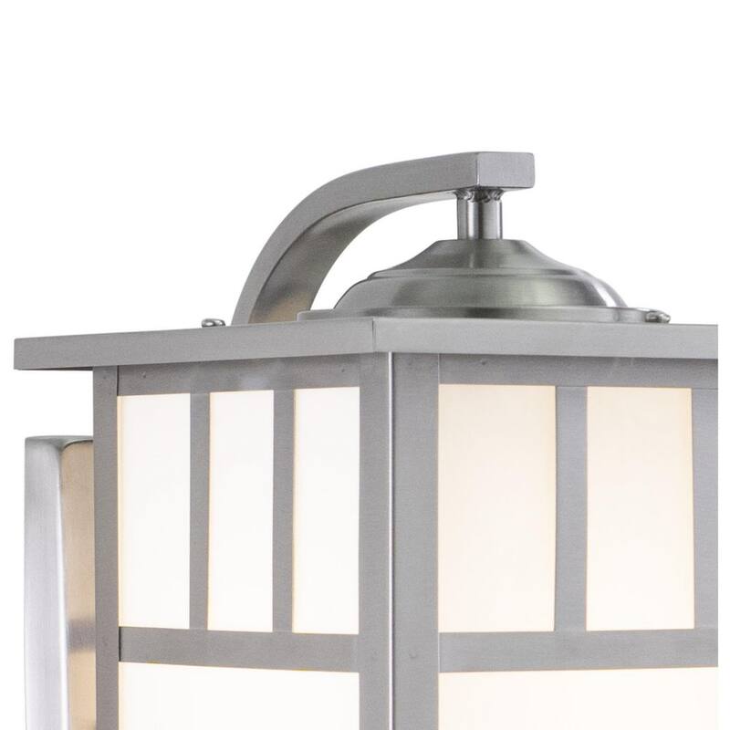 VAXCEL Linterna de pared rectangular para exteriores Mission de acero inoxidable con 1 luz y cristal blanco - OW14673ST