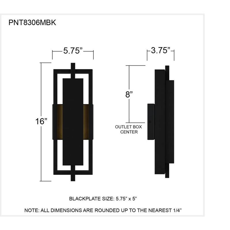 Quoizel Pointsett 1-Luz Linterna de Pared Exterior LED Integrada en Negro Mate (1-Pack) - PNT8306MBK.