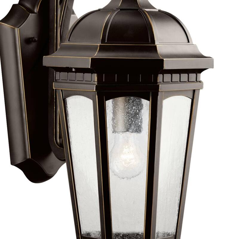 Lámpara de pared KICHLER Courtyard de 17.75 pulgadas con 1 luz en bronce frotado para exteriores con cableado duro y sin focos incluidos (1 paquete) - 9033RZ
