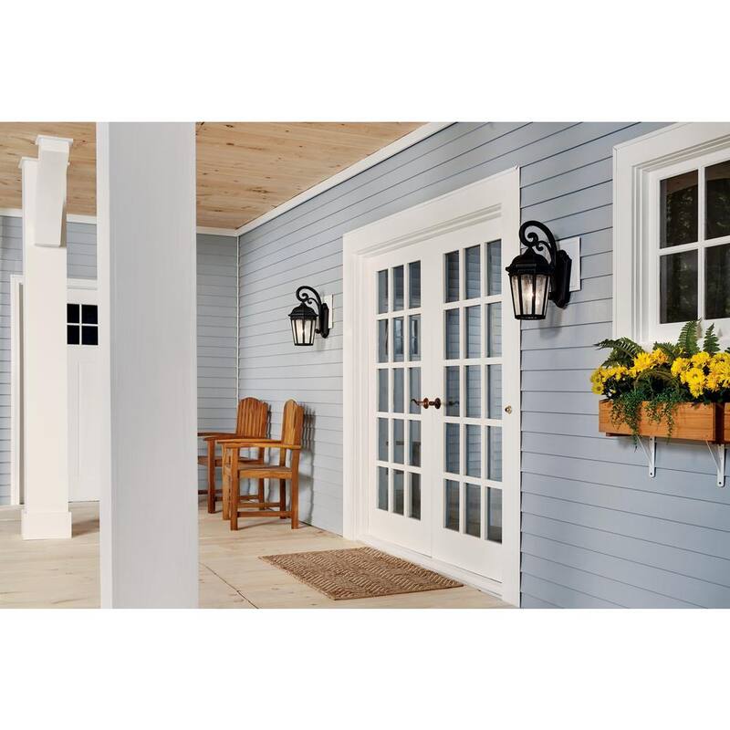 Lámpara de pared KICHLER Courtyard de 17.75 pulgadas con 1 luz en bronce frotado para exteriores con cableado duro y sin focos incluidos (1 paquete) - 9033RZ