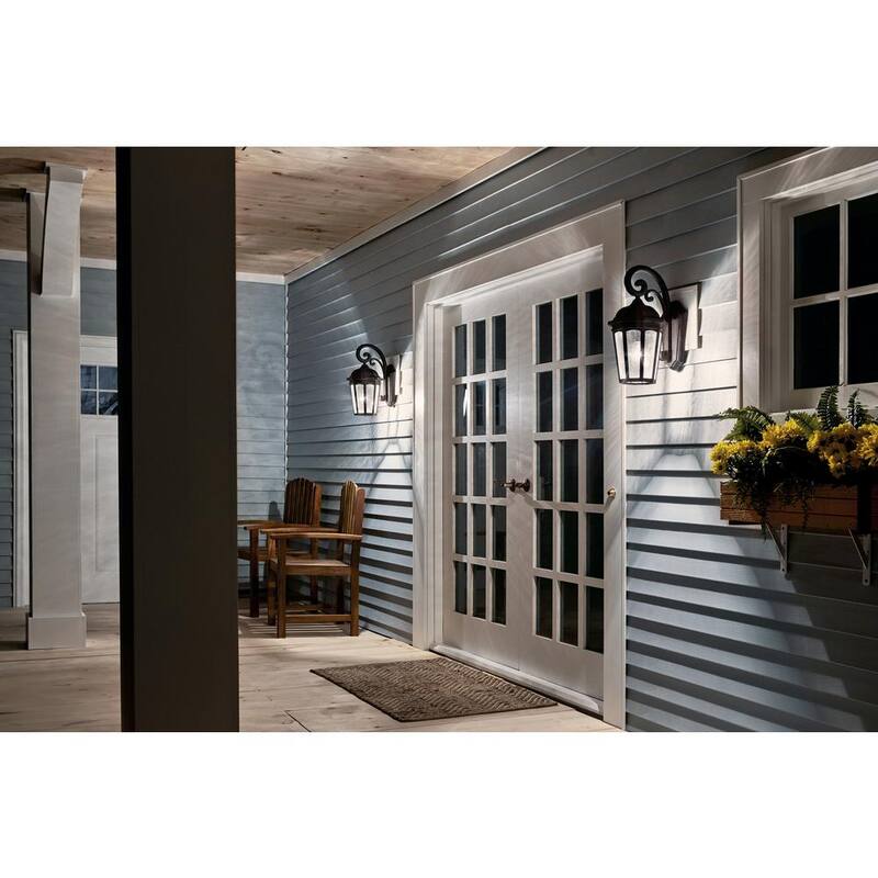 Lámpara de pared KICHLER Courtyard de 17.75 pulgadas con 1 luz en bronce frotado para exteriores con cableado duro y sin focos incluidos (1 paquete) - 9033RZ