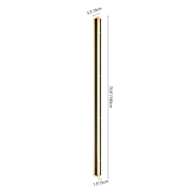 Rennnsan Hannah 70.9 pulgadas Lámpara de Pared de Granero Exterior Negra Moderna Lineal Acrílica Impermeable IP65 Duraconectada, Luz de Baliza de Pared Integrada LED - WL8101-46338