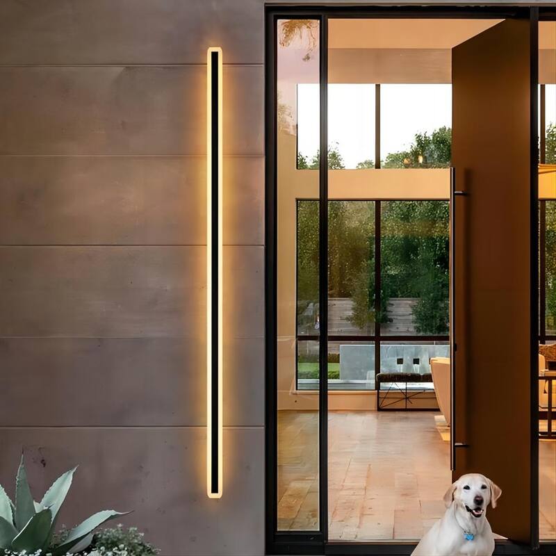 Rennnsan Hannah 70.9 pulgadas Lámpara de Pared de Granero Exterior Negra Moderna Lineal Acrílica Impermeable IP65 Duraconectada, Luz de Baliza de Pared Integrada LED - WL8101-46338