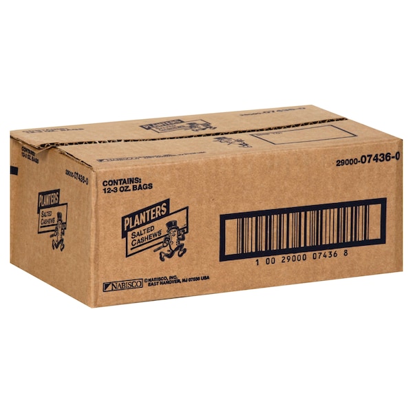 Plátanos Planters, bolsa de 3 oz con nueces de anacardo saladas, paquete de 12 - 10029000074368