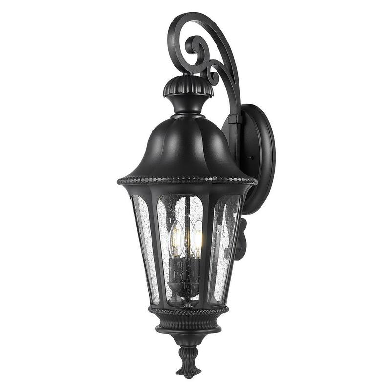 Lámpara de pared estilo linterna negra para exteriores JAZAVA 29.5 pulgadas con cableado duro y sin focos incluidos, luz de pared para porche o garaje - HD5HW90B-L BK