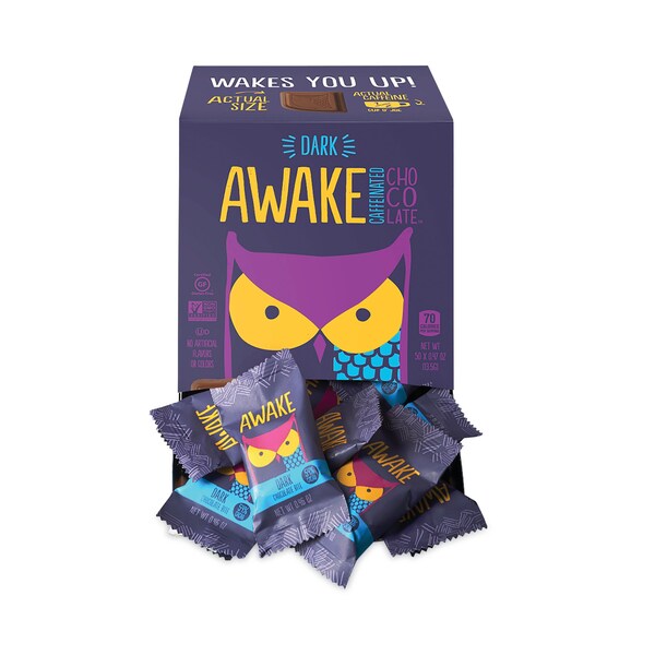 Despierta Mordeduras de Chocolate Amargo con Cafeína, Barras de 0.46 oz, PK50, 50PK - A00458U