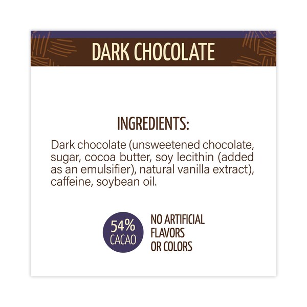 Despierta Mordeduras de Chocolate Amargo con Cafeína, Barras de 0.46 oz, PK50, 50PK - A00458U