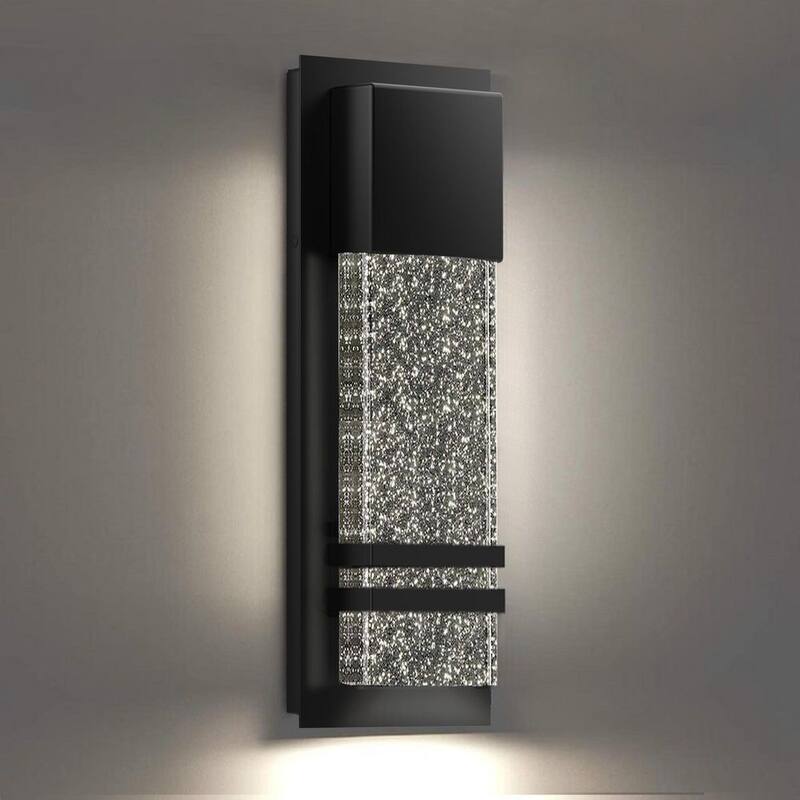 Aplique de pared moderno para exteriores Cedar Hill de 14 pulgadas con cristal de burbujas LED de 9 watts (paquete de 1) - 534001