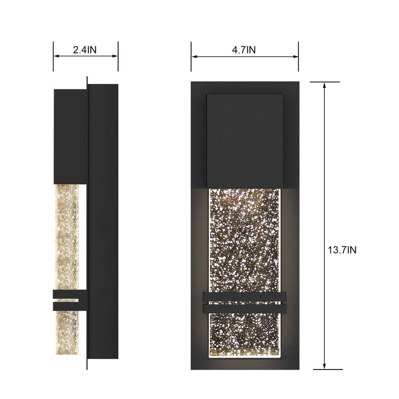 Aplique de pared moderno para exteriores Cedar Hill de 14 pulgadas con cristal de burbujas LED de 9 watts (paquete de 1) - 534001