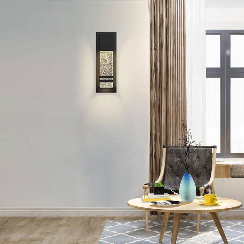 Aplique de pared moderno para exteriores Cedar Hill de 14 pulgadas con cristal de burbujas LED de 9 watts (paquete de 1) - 534001