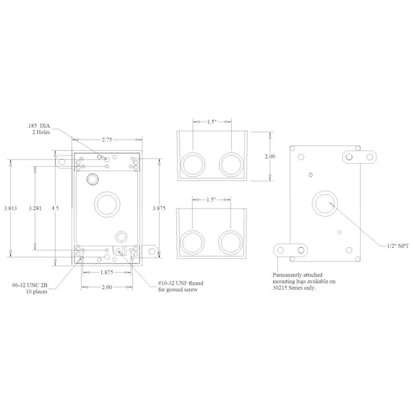 Mulberry Electrical Box, 18 cu in, Outlet Box Type, 1 Gang, Aluminum, Rectangular Shape - 30215W
