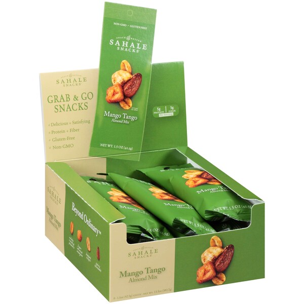 Sahale Snacks Expositor de Almendras con Mango Tango Sahale de 1.5 oz., PK108 - 4899600037
