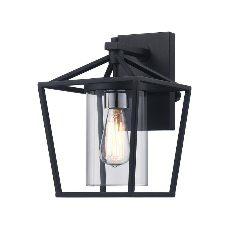 Lámpara de pared para exteriores Monteaux Lighting de 1 luz en negro y níquel cepillado con vidrio transparente - RS20180927-2
