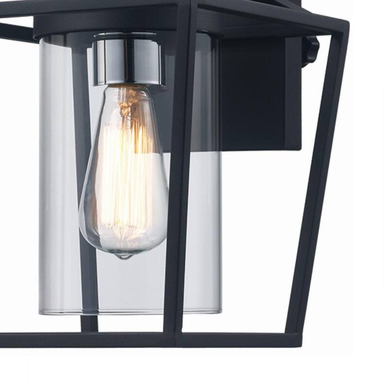 Lámpara de pared para exteriores Monteaux Lighting de 1 luz en negro y níquel cepillado con vidrio transparente - RS20180927-2