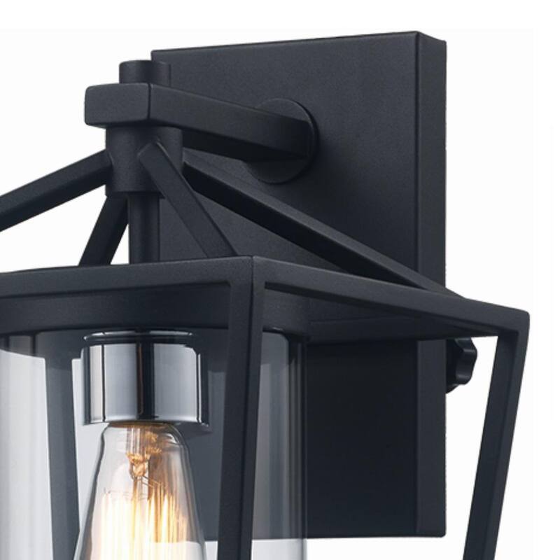 Lámpara de pared para exteriores Monteaux Lighting de 1 luz en negro y níquel cepillado con vidrio transparente - RS20180927-2