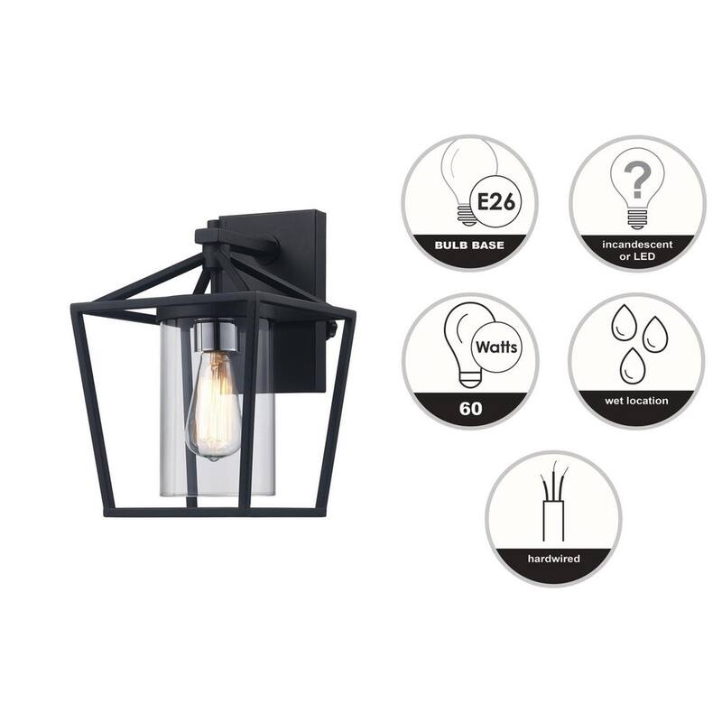 Lámpara de pared para exteriores Monteaux Lighting de 1 luz en negro y níquel cepillado con vidrio transparente - RS20180927-2