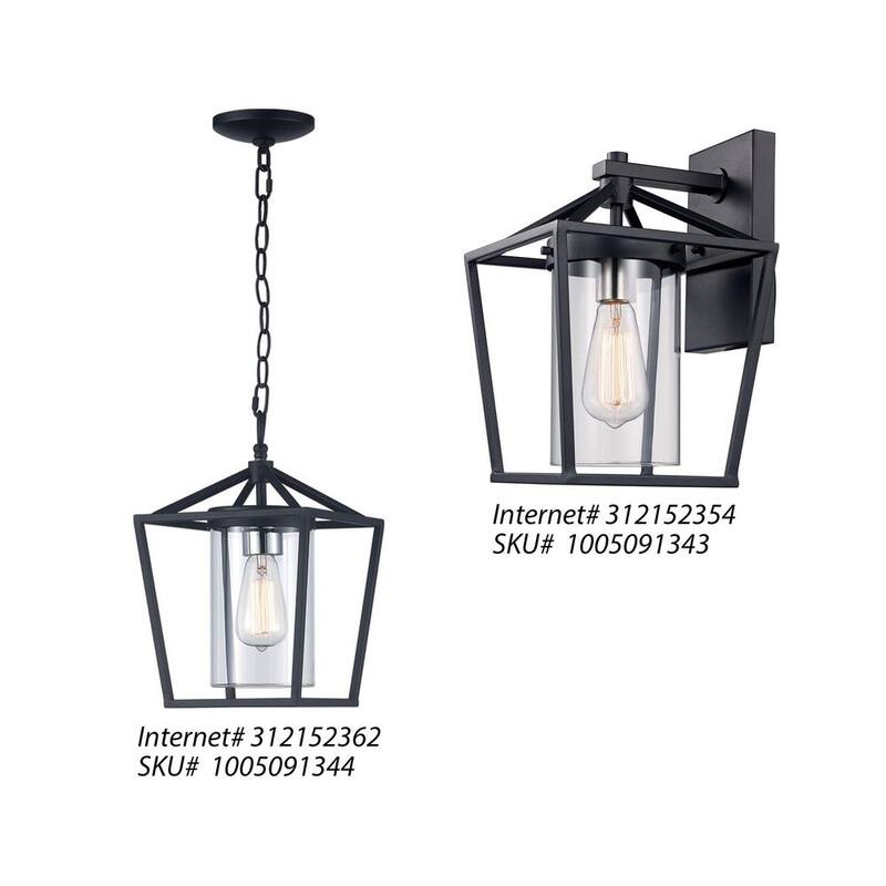 Lámpara de pared para exteriores Monteaux Lighting de 1 luz en negro y níquel cepillado con vidrio transparente - RS20180927-2
