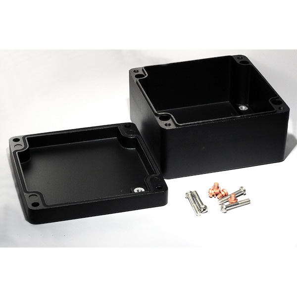 Hammond Aluminum Electrical Enclosures, 6.3 in H, 3.53 in D, 6.3 in W, NEMA 4, 4X, 6, 6P, 12, 13, Screw On - 1590Z160BK