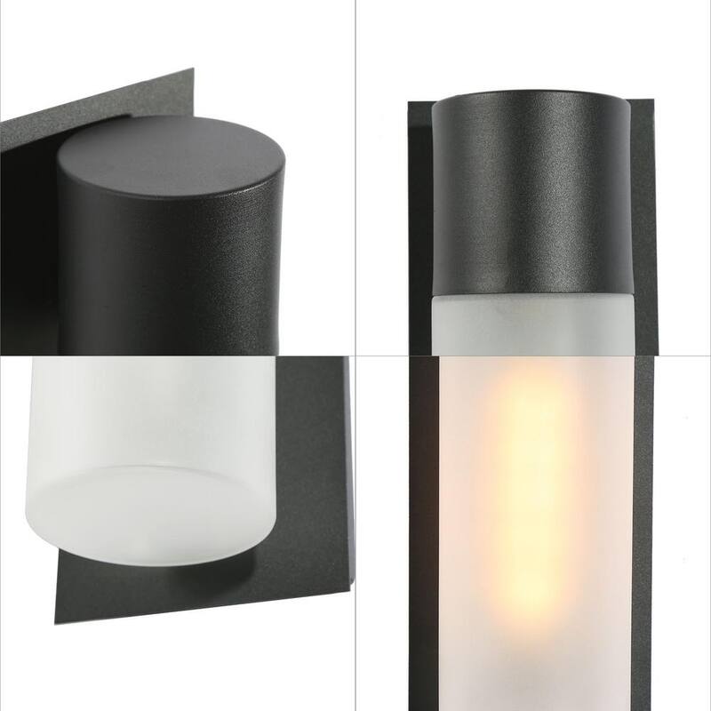 Lámpara de pared exterior Uolfin de 1 luz y 13 pulgadas en color negro, estilo moderno de mediados del siglo con pantalla de vidrio esmerilado - 62868RJ3ENY4739.