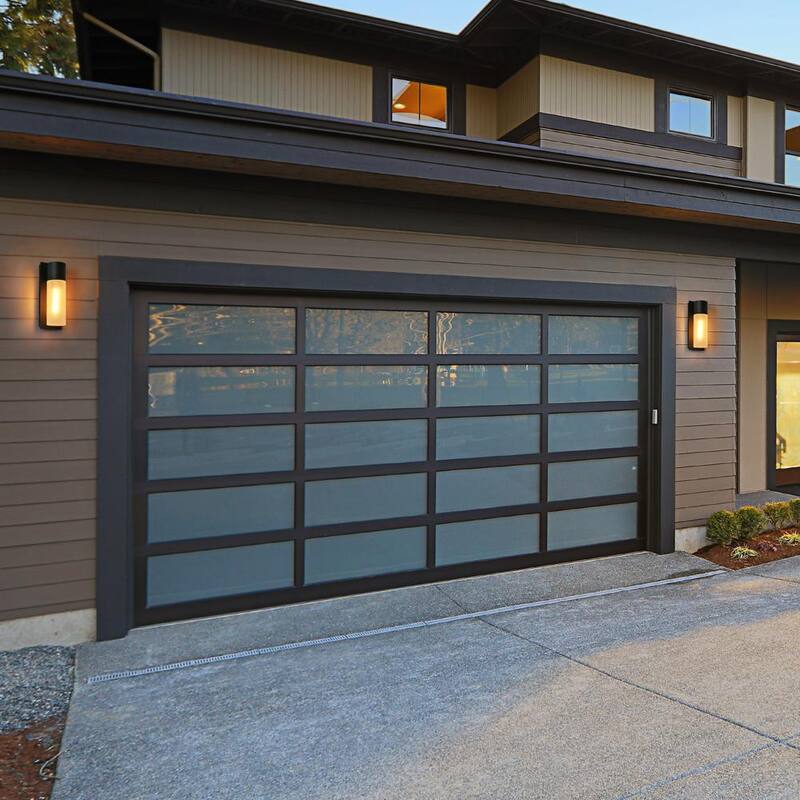 Lámpara de pared exterior Uolfin de 1 luz y 13 pulgadas en color negro, estilo moderno de mediados del siglo con pantalla de vidrio esmerilado - 62868RJ3ENY4739.