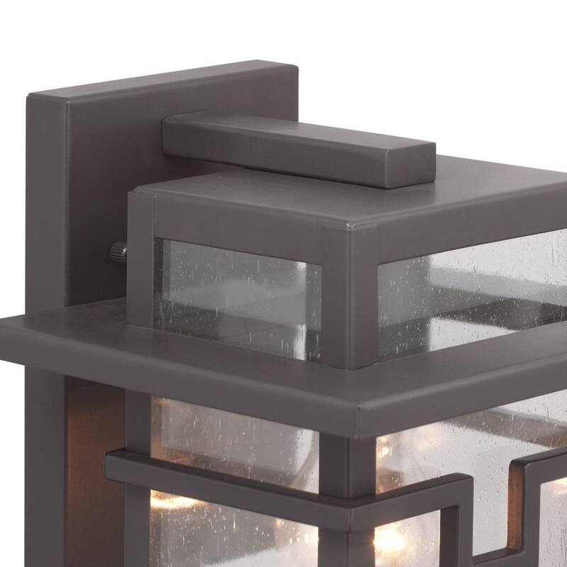 Colección Boxwood de Progress Lighting 1-Luz Antiguo Bronce Transparente Vidrio Sembrado Al Aire Libre Artesanal Mediana Farol de Pared Ligero - P560111-020
