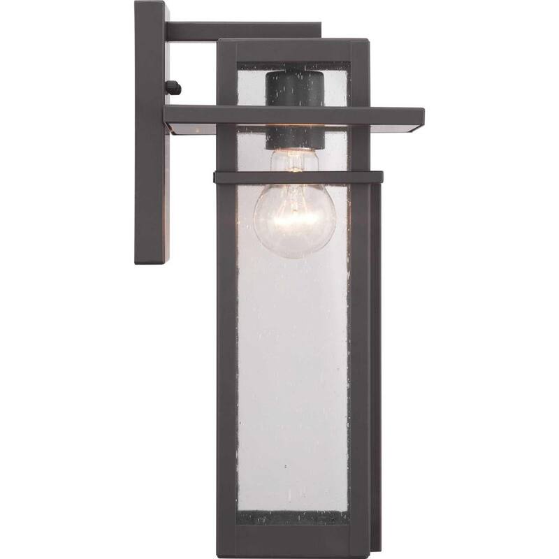 Colección Boxwood de Progress Lighting 1-Luz Antiguo Bronce Transparente Vidrio Sembrado Al Aire Libre Artesanal Mediana Farol de Pared Ligero - P560111-020