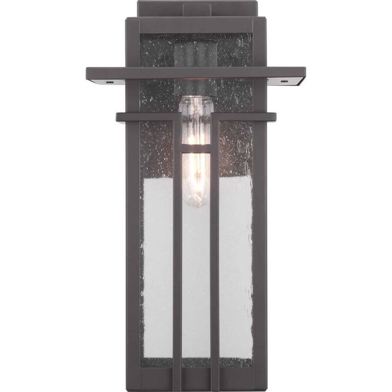 Colección Boxwood de Progress Lighting 1-Luz Antiguo Bronce Transparente Vidrio Sembrado Al Aire Libre Artesanal Mediana Farol de Pared Ligero - P560111-020