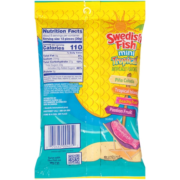 Pescado Sueco 8 oz. Bolsa de chucherías tropicales, paquete de 12 - 405
