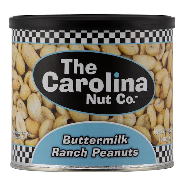 Las maníes de rancho de suero de la empresa Carolina Nut Co en lata de 12 oz - 21071