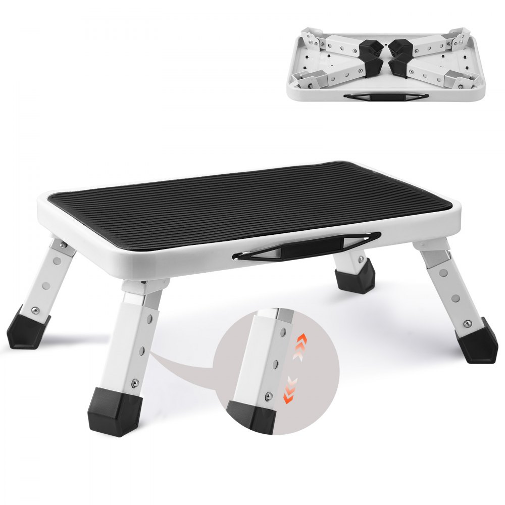 VEVOR Step Stool 1-Step 330lbs Capacity, Folding Steel Step Ladder 3 Adjustable Height, Portable Toddler Step Stools for Adults, Non-Slip Sturdy Step Ladders for Office, RVs, Pets, Bathrooms,Bedrooms - JYTDGYBWFSKZJ2NKYV0