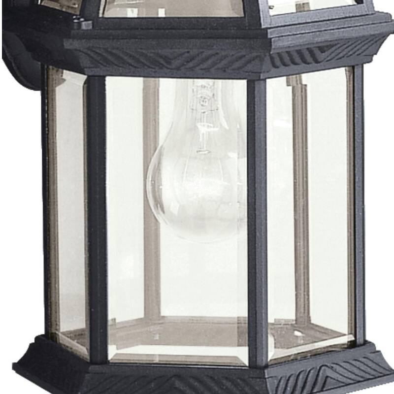 KICHLER Barrie 15.5 pulg. Lámpara de pared exterior negra alámbrica dura de 1 luz con no incluye focos (paquete de 1) - 9735BK