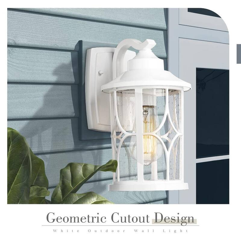 Lámpara de pared exterior resistente a la oxidación JAZAVA 1-Light de aluminio blanco con cableado fijo y sin focos incluidos - HDZX48B-2PK WH