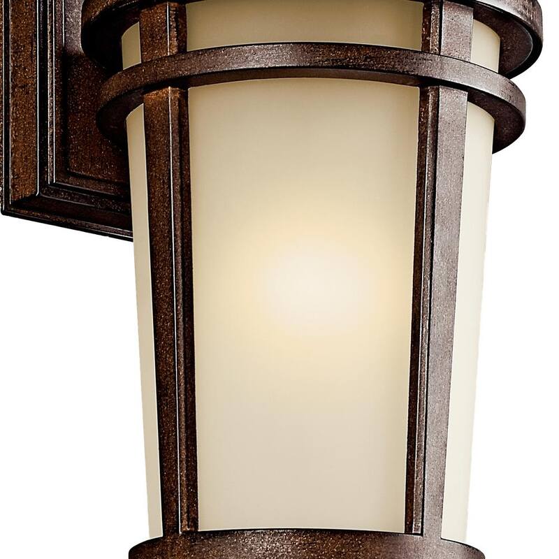 KICHLER Atwood 11 pulgadas 1-Luz Todoterreno Linterna de Pared con Cableado Duro en Color Marrón sin Bombillas Incluidas (Paquete de 1) - 49071BST