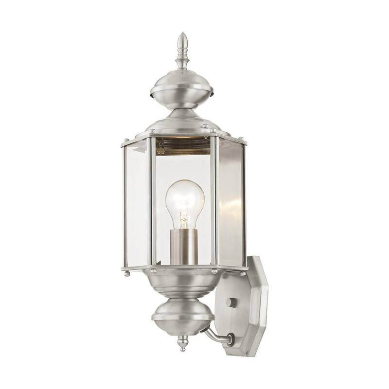 AVIANCE LIGHTING Bannington 17.5 pulgadas 1 luz de pared de linterna enchufable de níquel cepillado para exteriores sin focos incluidos - HD08359