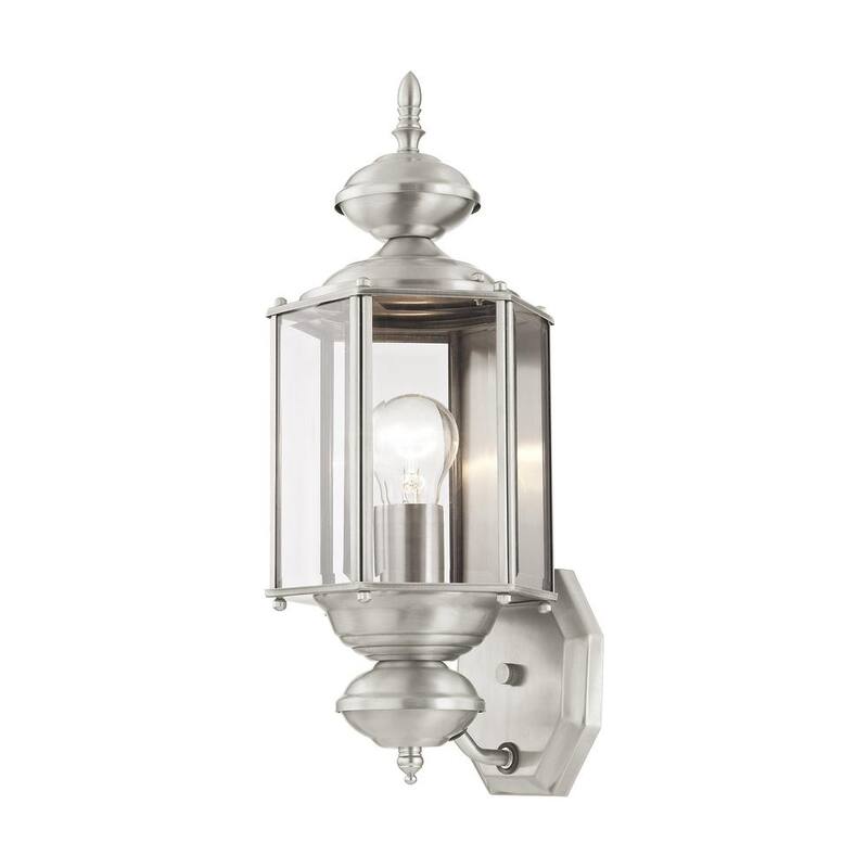 AVIANCE LIGHTING Bannington 17.5 pulgadas 1 luz de pared de linterna enchufable de níquel cepillado para exteriores sin focos incluidos - HD08359
