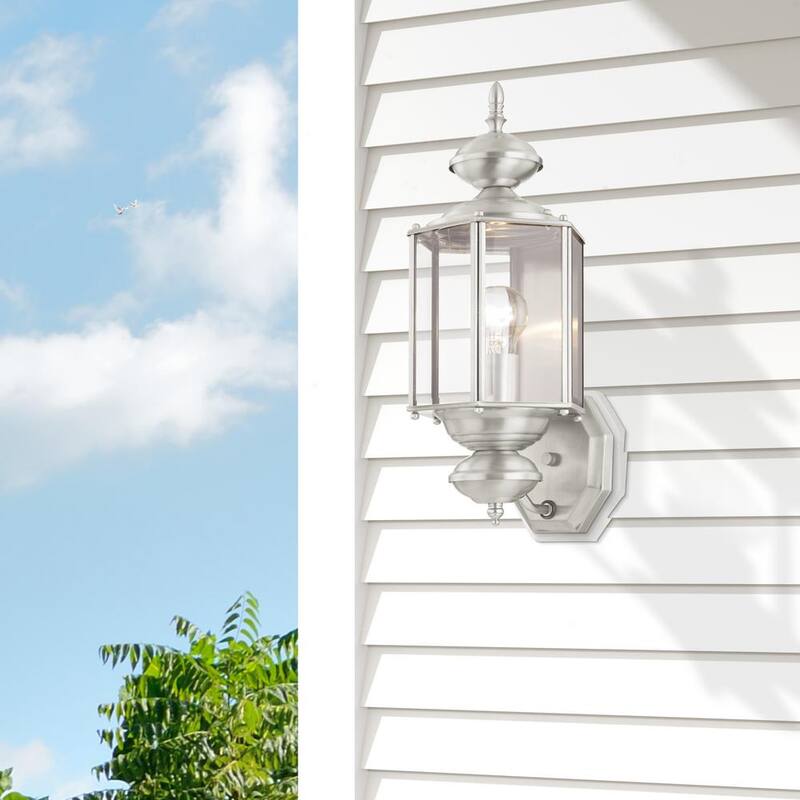 AVIANCE LIGHTING Bannington 17.5 pulgadas 1 luz de pared de linterna enchufable de níquel cepillado para exteriores sin focos incluidos - HD08359