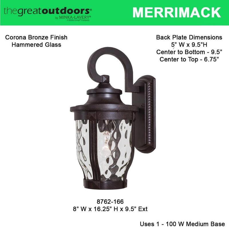 El gran aire libre por Minka Lavery Merrimack 1-Light Corona Bronze Outdoor Wall Lantern Sconce - 8762-166