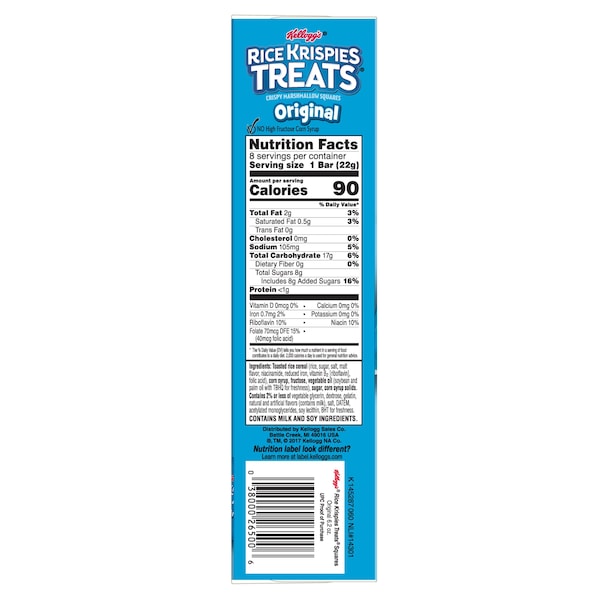 Kellogg's Rice Krispies Original Cuadrado de Tratamiento .78 oz., Paquete de 96 - 3800035056
