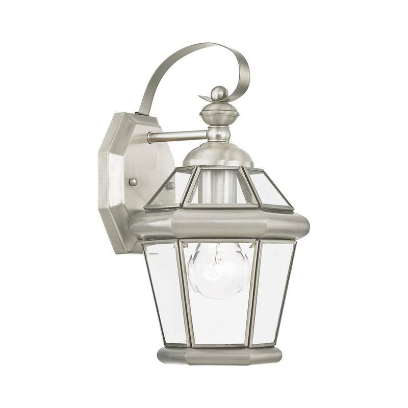 AVIANCE LIGHTING Cresthill 12 pulgadas 1 luz Linterna de pared exterior con cableado duro en níquel cepillado sin bombillas incluidas - HD08588