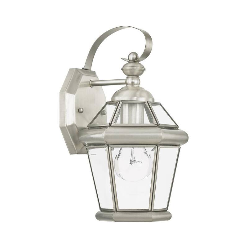 AVIANCE LIGHTING Cresthill 12 pulgadas 1 luz Linterna de pared exterior con cableado duro en níquel cepillado sin bombillas incluidas - HD08588