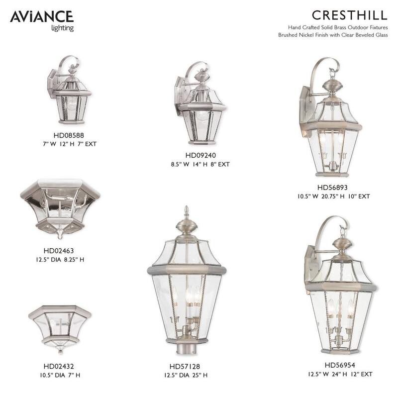 AVIANCE LIGHTING Cresthill 12 pulgadas 1 luz Linterna de pared exterior con cableado duro en níquel cepillado sin bombillas incluidas - HD08588