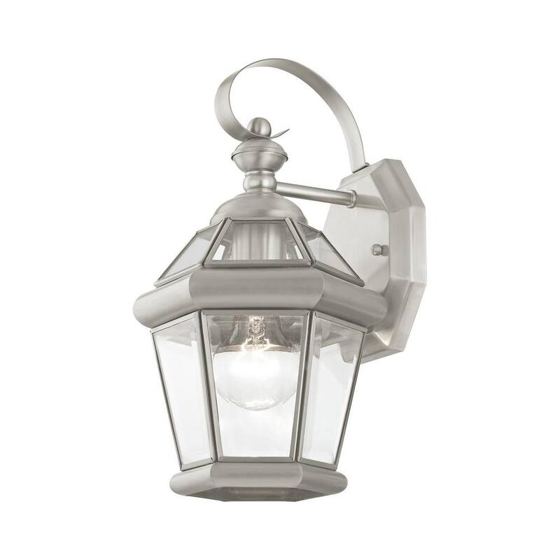 AVIANCE LIGHTING Cresthill 12 pulgadas 1 luz Linterna de pared exterior con cableado duro en níquel cepillado sin bombillas incluidas - HD08588